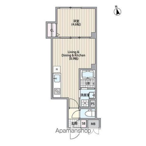 エルファーロ恵比寿(1LDK/1階)の間取り写真