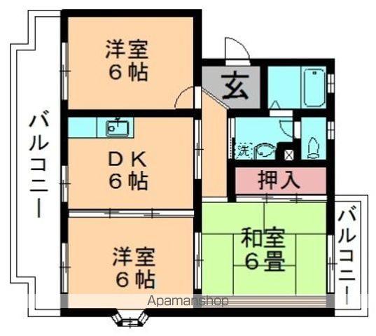 グランCITY都賀(3DK/3階)の間取り写真