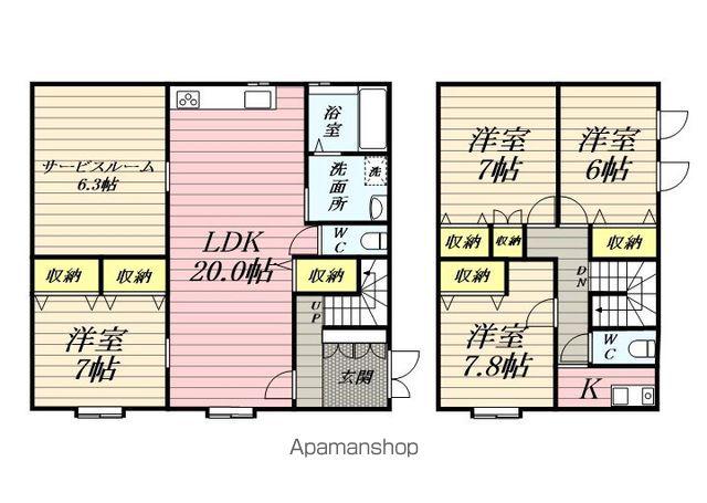 えちぜん鉄道三国線 三国港駅 バス乗車時間:20分 柳原バス停で下車 徒歩15分 2階建 築18年(4SLDK)の間取り写真