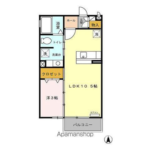 ルーエ三本柳 A/B(1LDK/1階)の間取り写真