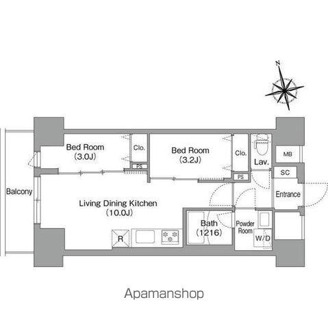 コンフォリア・リヴ南砂町イースト(2LDK/2階)の間取り写真