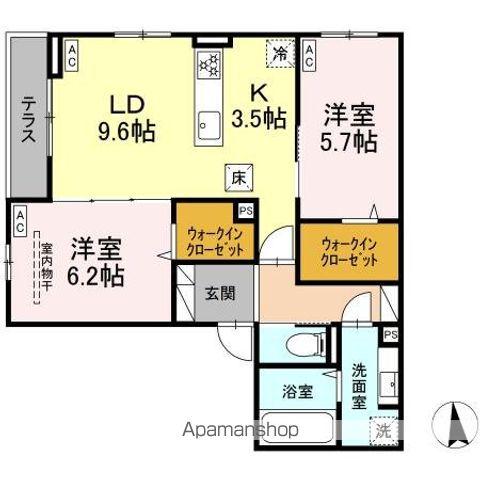 CLASSEUM仙台小田原 A棟(2LDK/1階)の間取り写真