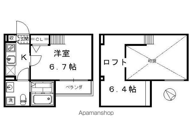 グランツ京都西大路(1K/1階)の間取り写真