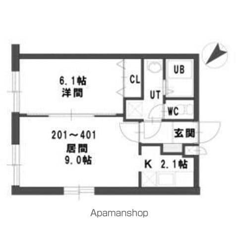 グランメール平和通Ⅴ(1LDK/4階)の間取り写真