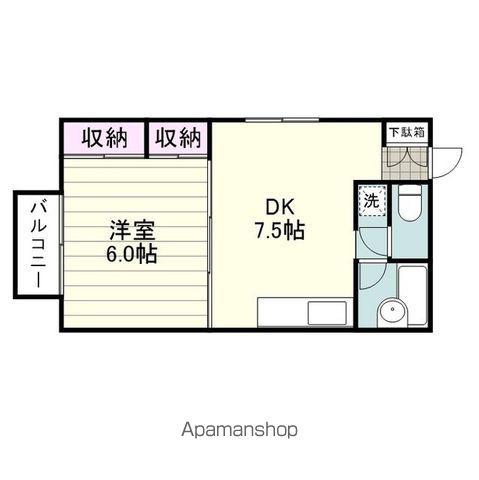ベルエポック向陽台(1DK/2階)の間取り写真