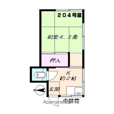 小林荘(1K/2階)の間取り写真