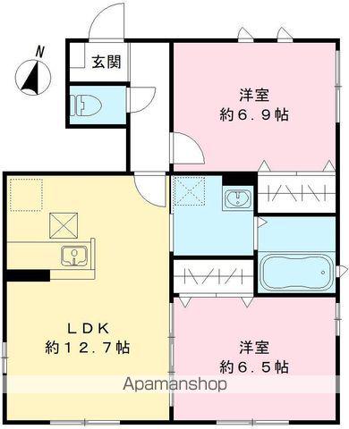 メゾンサツキB(2LDK/1階)の間取り写真
