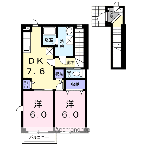 ファイン・エアリー(2DK/2階)の間取り写真