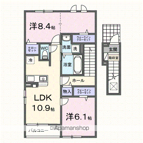 シエロガーデン浅沼 C(2LDK/2階)の間取り写真