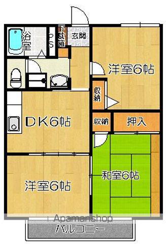 フレグランスさくらA棟(3DK/2階)の間取り写真