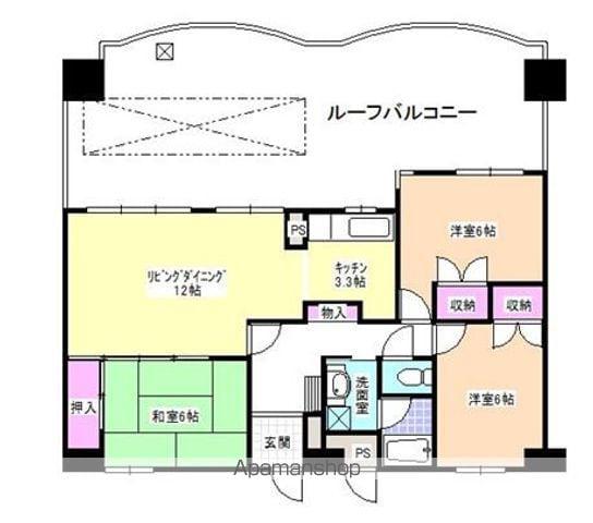 アーテム大橋Ⅰ(3LDK/13階)の間取り写真