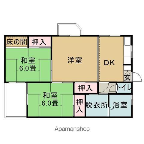 第2コーポ唐子(2LDK/3階)の間取り写真