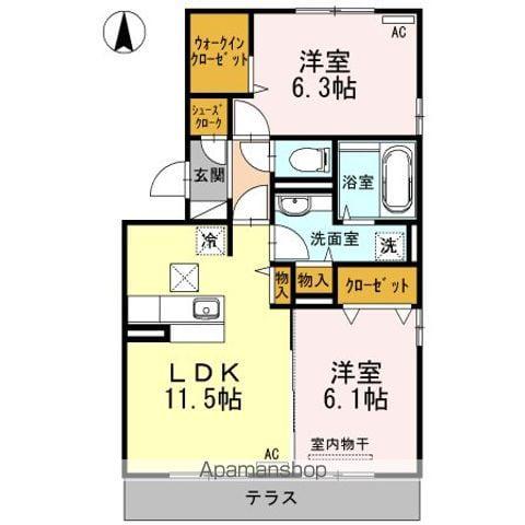 メゾンブランシュ(2LDK/1階)の間取り写真