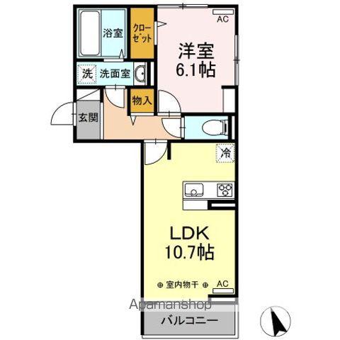 ひまわりⅡ A棟(1LDK/2階)の間取り写真