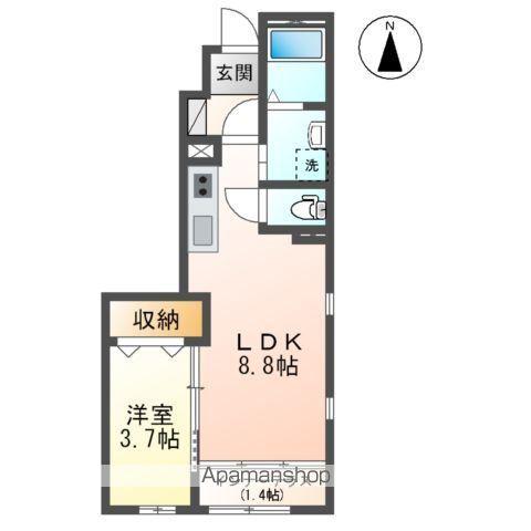 プレンティフル芳賀Ⅱ(1LDK/1階)の間取り写真