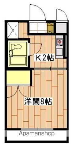 グランパレI(1K/2階)の間取り写真