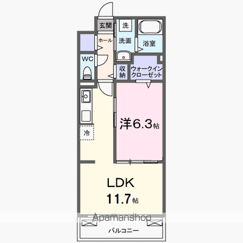 ボナミ A(1LDK/3階)の間取り写真