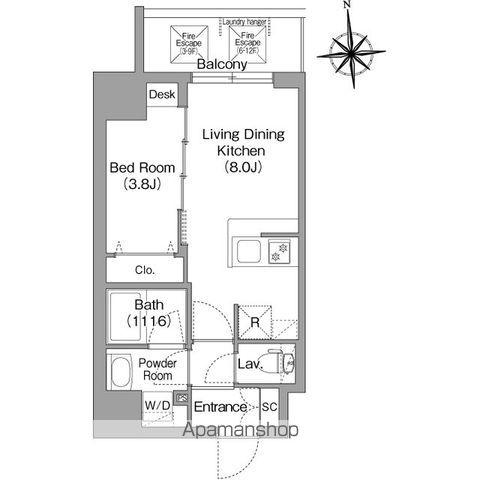 コンフォリア・リヴ桜川ソルテラス(1LDK/3階)の間取り写真