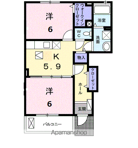 クレールⅣ D(2K/1階)の間取り写真