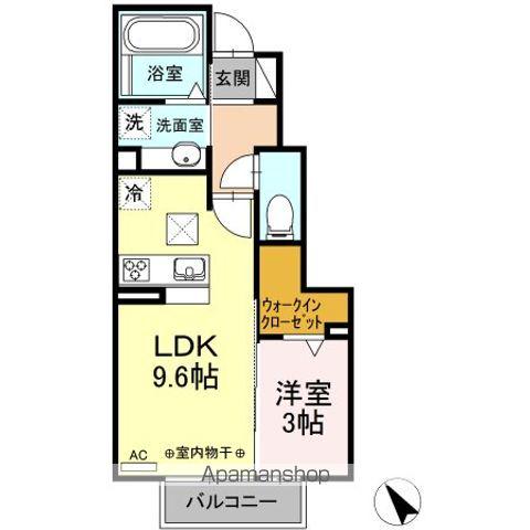 グランフィールド アスカ(1LDK/1階)の間取り写真