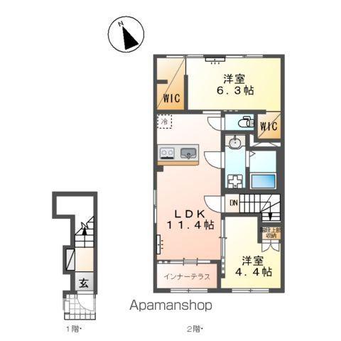 新発田市諏訪町アパート(2LDK/2階)の間取り写真
