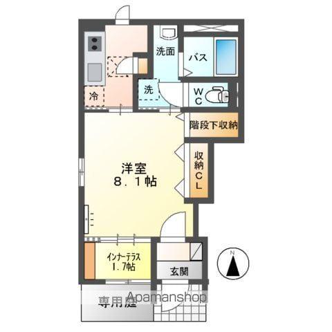 テンテラス(1K/1階)の間取り写真