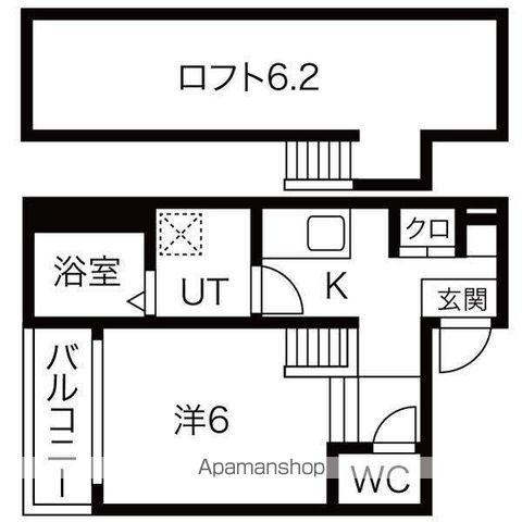 LINO(1K/2階)の間取り写真