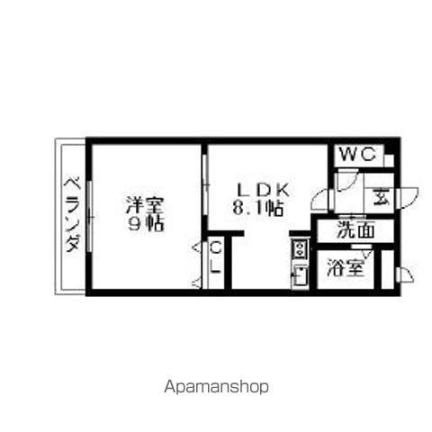 スクエアコート(1LDK/3階)の間取り写真