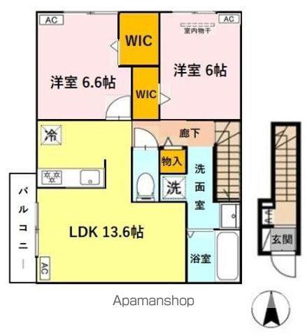 当麻寺МKコートV(2LDK/2階)の間取り写真