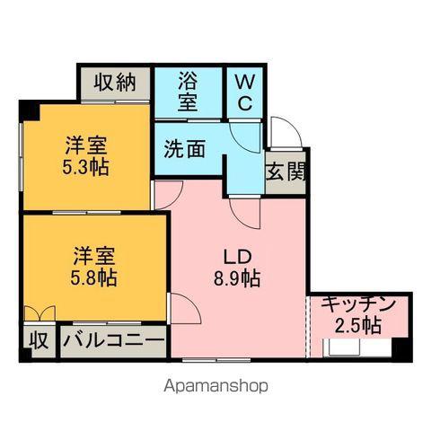西田ビル(2LDK/2階)の間取り写真