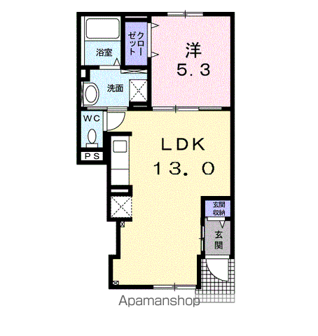 エルム プラシード 13号館(1LDK/1階)の間取り写真