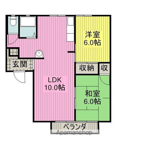 サンライフふじC棟(2LDK/1階)の間取り写真