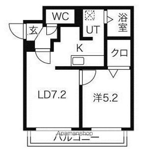グランディールコリーナ(1LDK/3階)の間取り写真