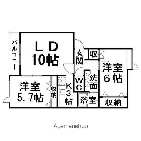 ME-舎Ⅱ(2LDK/1階)の間取り写真
