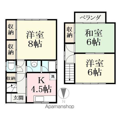 ハピラインふくい 福井駅(福井) バス乗車時間:10分 県社会福祉センターバス停で下車 徒歩10分 2階建 築48年(3K)の間取り写真