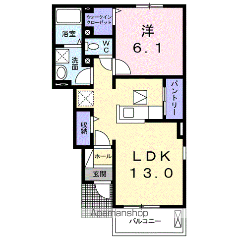 サンシーブルA(1LDK/1階)の間取り写真
