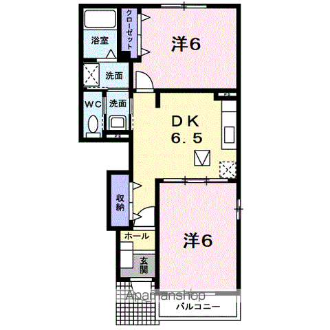 ラフレシールA(2DK/1階)の間取り写真