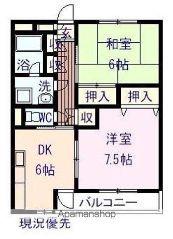 シティハイツセピア(2DK/1階)の間取り写真