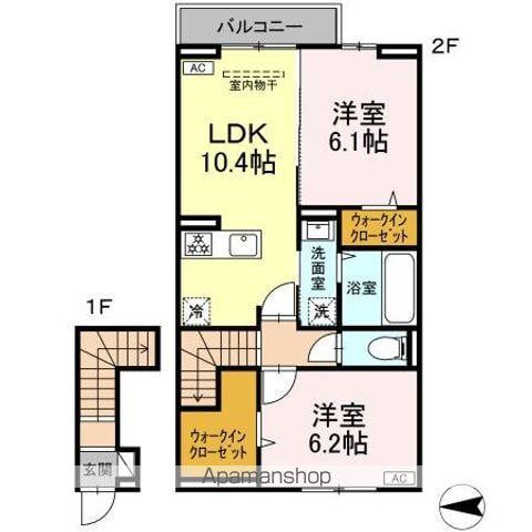 DーRESIDENCE・M川北(2LDK/2階)の間取り写真