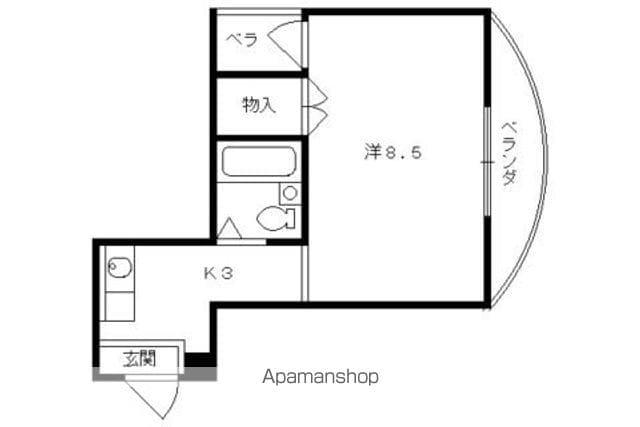 オンジェームK(1K/3階)の間取り写真
