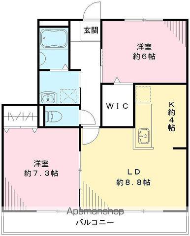 オーク・フルール B(2LDK/2階)の間取り写真