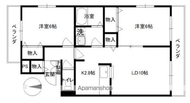 ベルローズ(2LDK/2階)の間取り写真