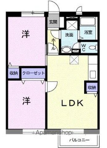 ローズレジデンスⅠ(2LDK/1階)の間取り写真