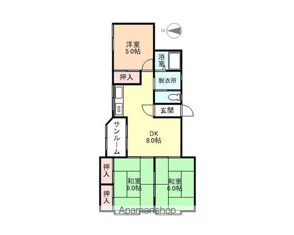 コーポ青島(3DK/2階)の間取り写真