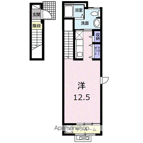 プリマベーラ栄生(1K/2階)の間取り写真
