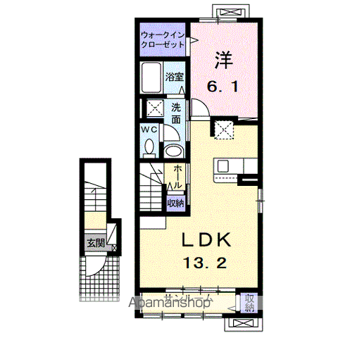 フォンテーヌⅢ C(1LDK/2階)の間取り写真