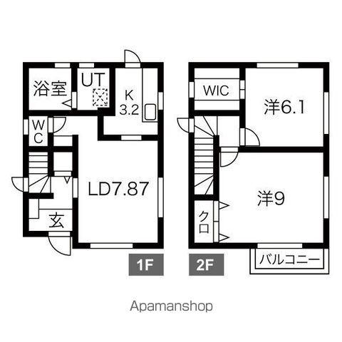 いわて銀河鉄道 巣子駅 徒歩8分 2階建 築19年(2LDK)の間取り写真