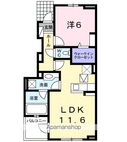 グレース唐橋A(1LDK/1階)の間取り写真