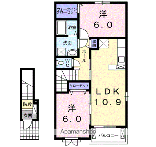 ファミールA(2LDK/2階)の間取り写真
