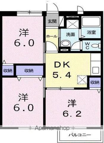 アルメリア壱番館(3DK/2階)の間取り写真
